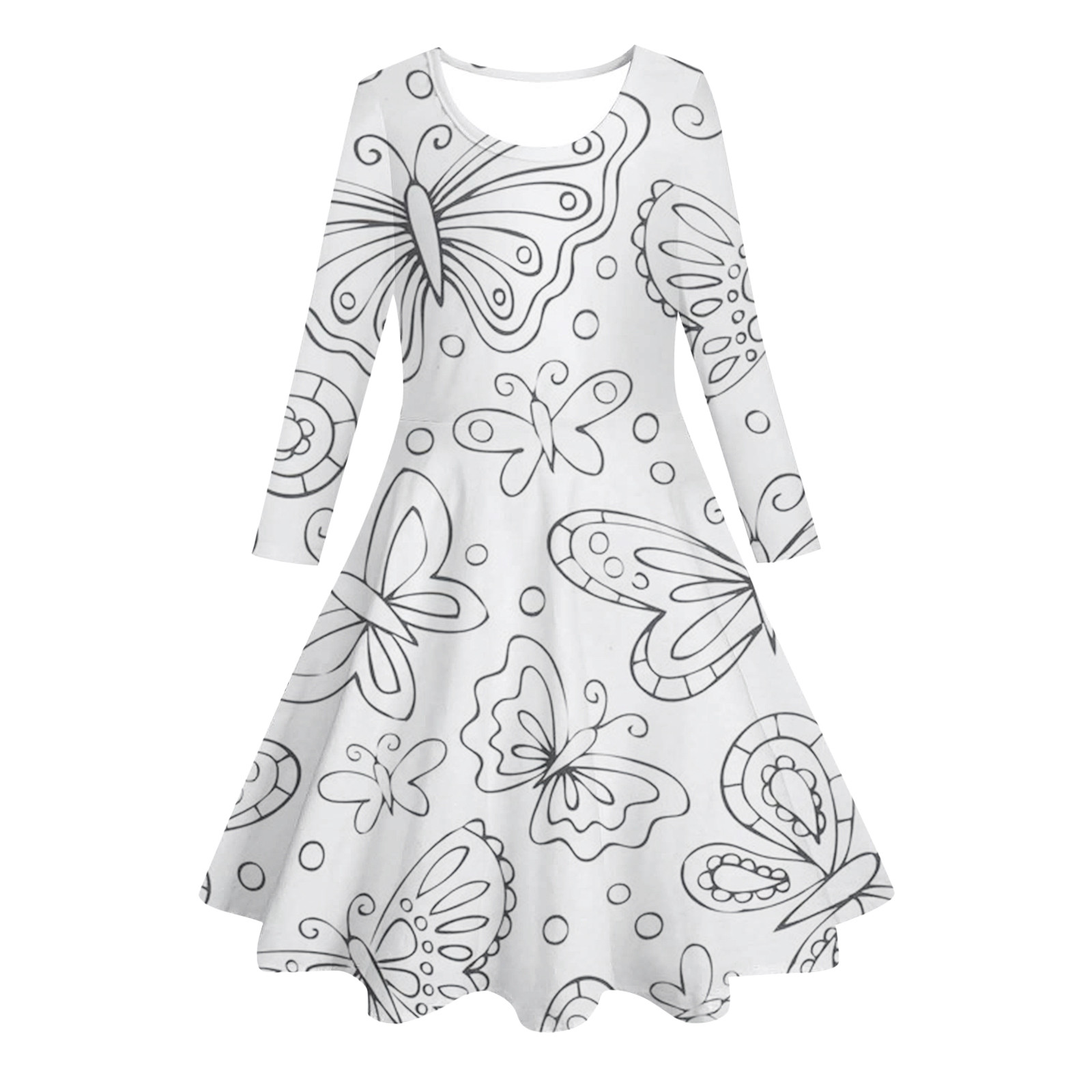 Youmylove Easter Dress For Girls Cute Fashion Easter Dresses Big Girls Coloring Dress Kid Hand Painted Casual Sundress For Girls Soft Homewear Kids Outfit 6-7 Years